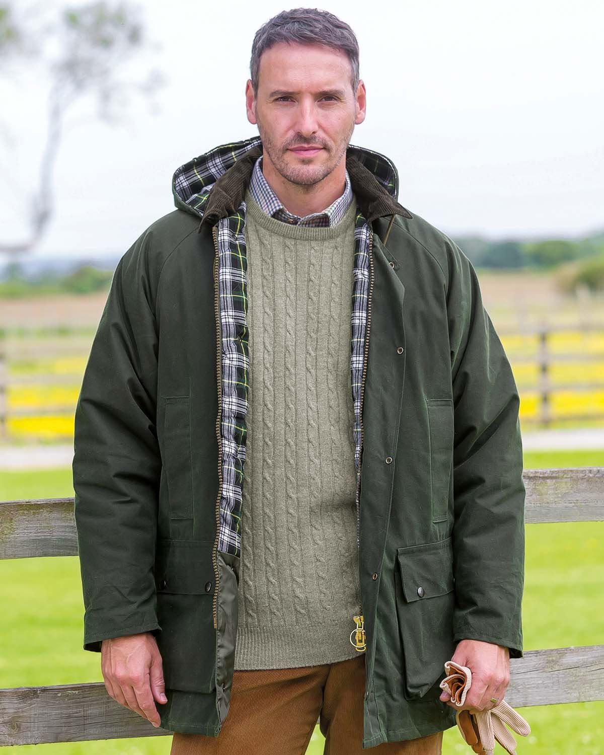 Howick Lightly Padded Green Wax Jacket